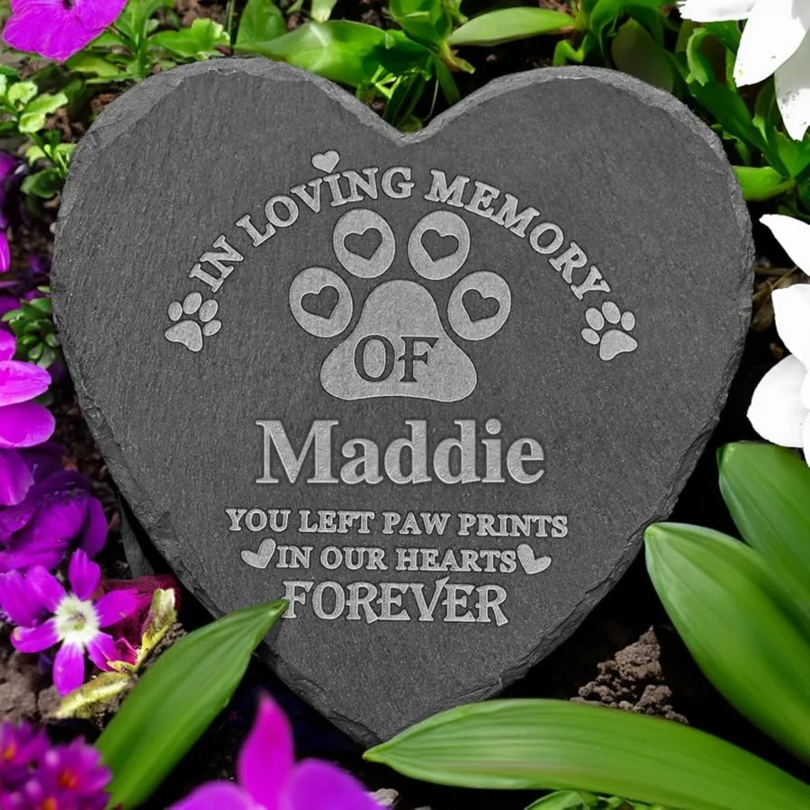 Heart-shaped pet memorial garden stone